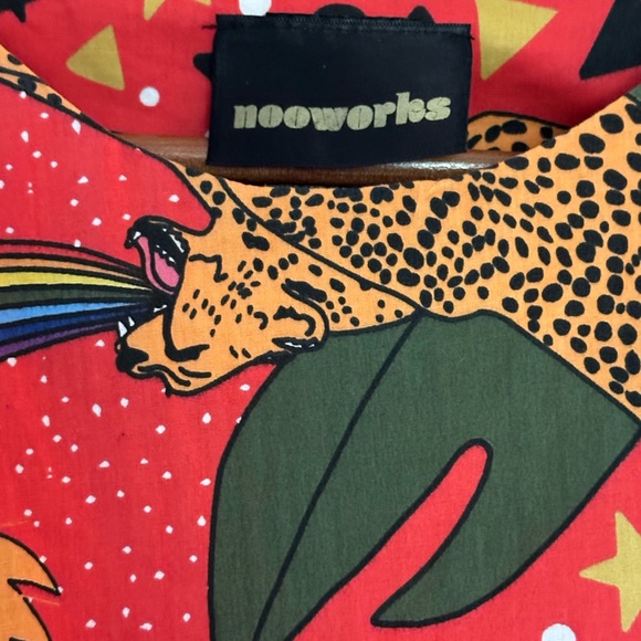 Nooworks Red Green Flutter Sleeve Sundress - Picture 2 of 6